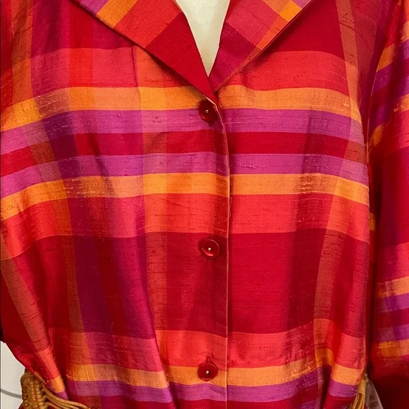 Avenue Red Multicolor Plaid Button-Down Shirt - Picture 6 of 7